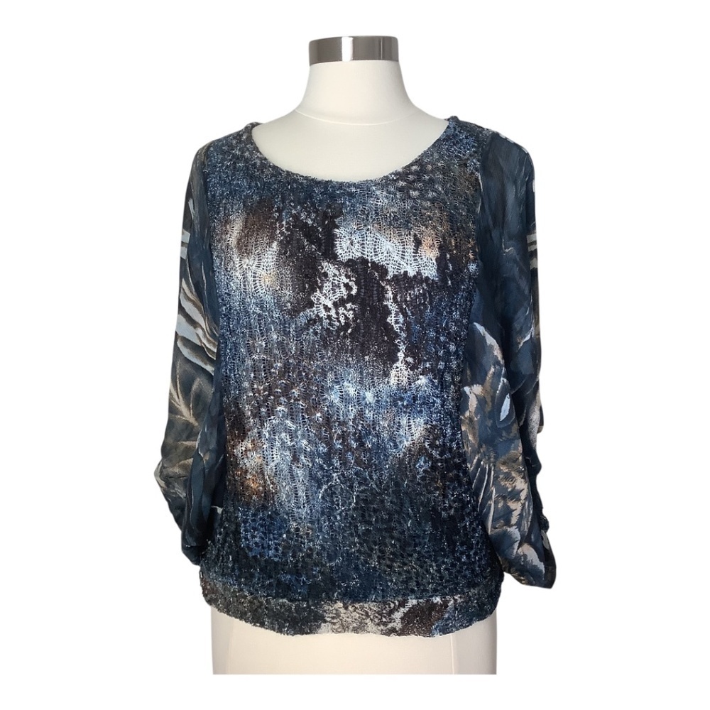 Alberto Makali Embellished‎ Crinkled Art to Wear Designer Blouse M